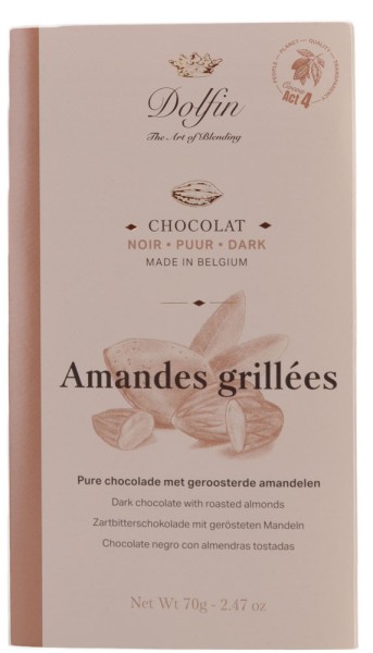Dolfin | Amandes grillées - Zartbitterschoklade mit mit gemahlenem Mandeln