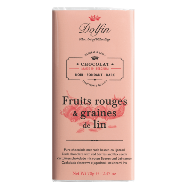 Dolfin | Zartbitterschoklade mit roten Beeren und Leinsamen